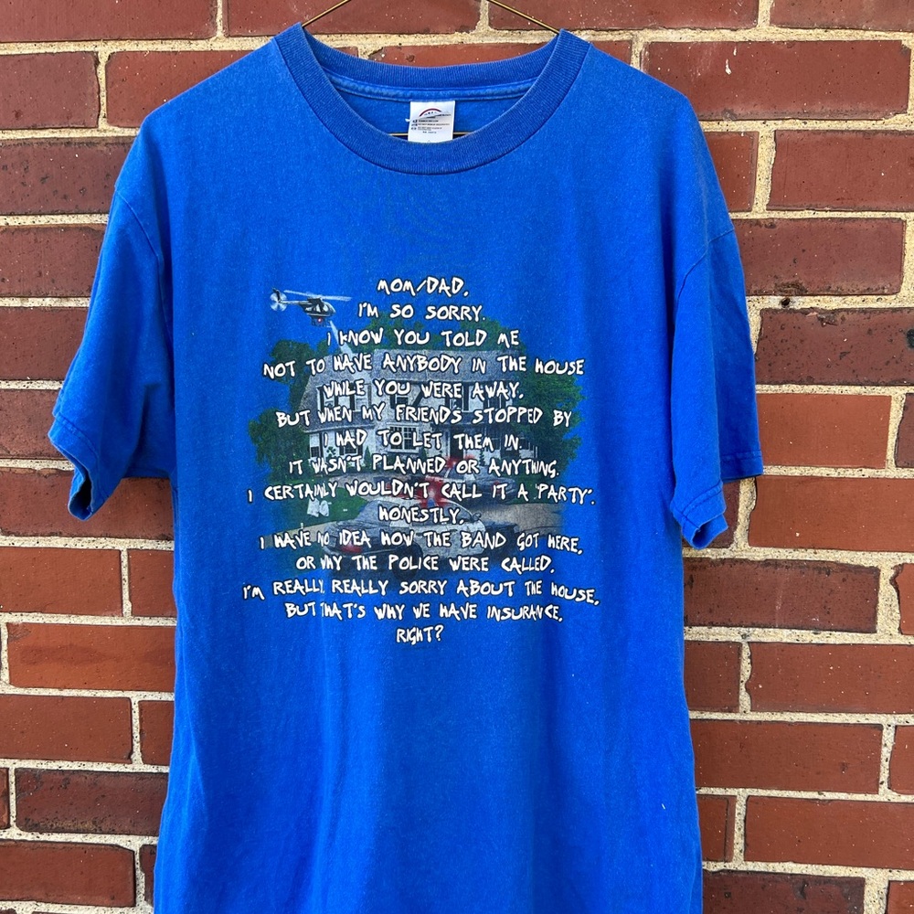 Funny Vintage mens cotton T shirt size L reads  and Dad, I'm so sorry...